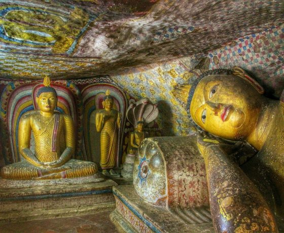Dambulla cave temple Sri Lanka Buddhist murals